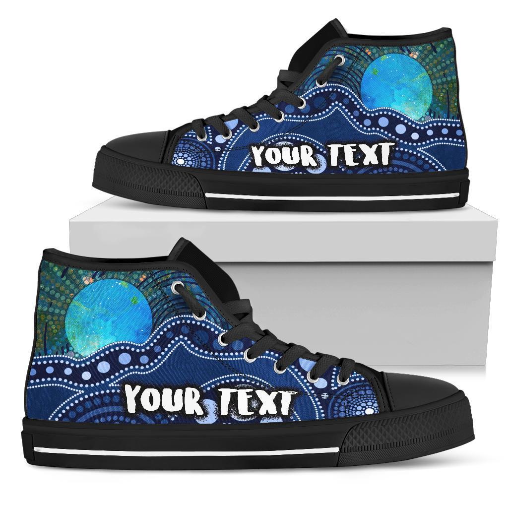 custom-textaboriginal-high-top-shoes-australia-indigenous-flag-circle-dot-painting-art-blue
