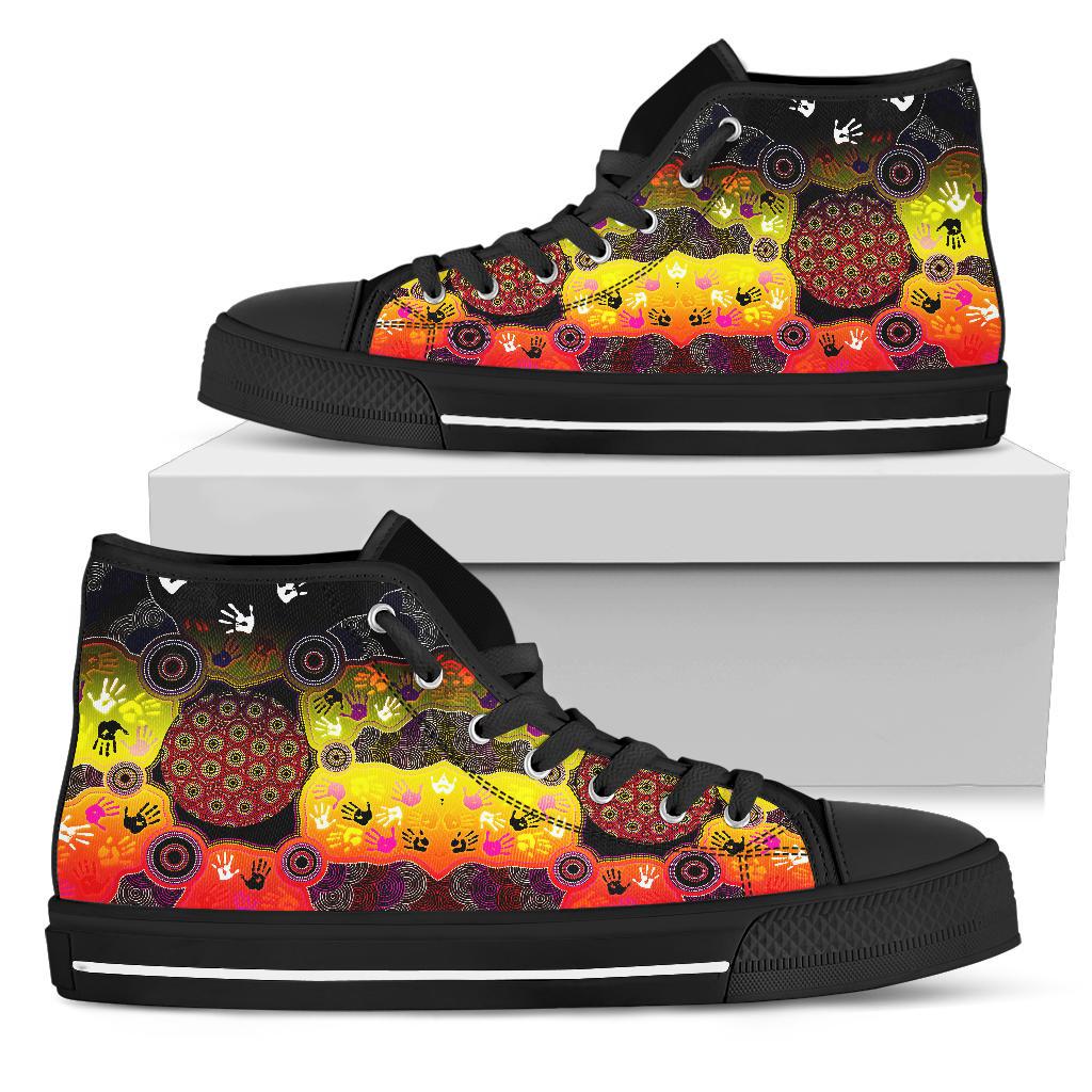 aboriginal-high-top-shoes-indigenous-circle-dot-painting-hand-art