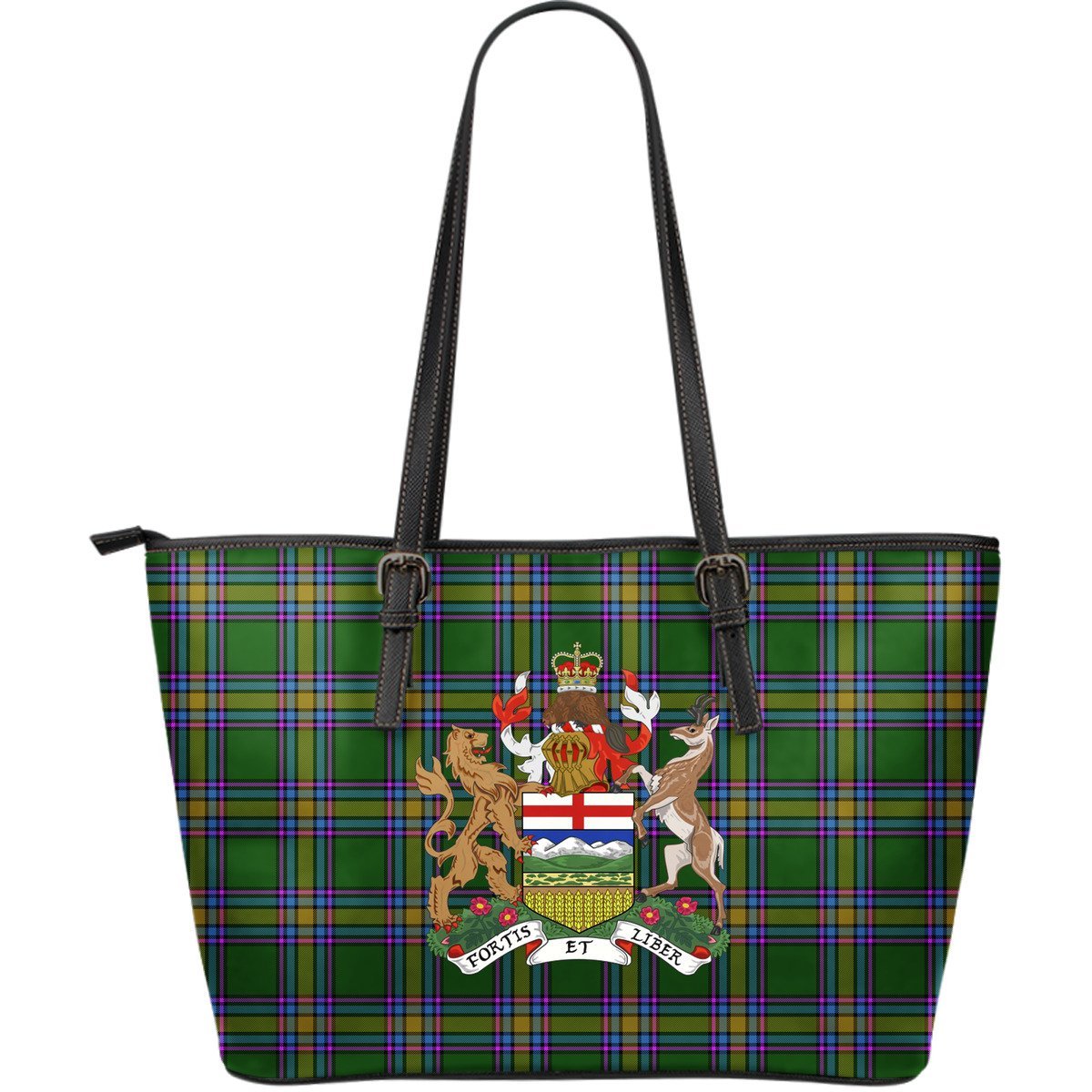 canada-alberta-coat-of-arm-large-leather-tote-bag