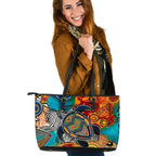 aboriginal-leather-tote-bag-turtle-indigenous-art