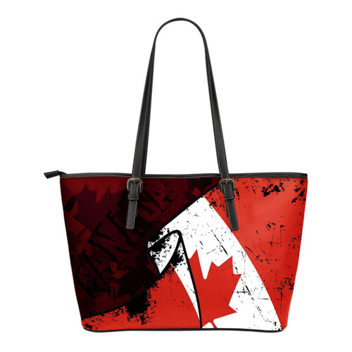 canada-special-grunge-flag-small-leather-tote-bag