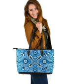 leather-tote-bag-indigenous-circle-dot-painting-blue-color