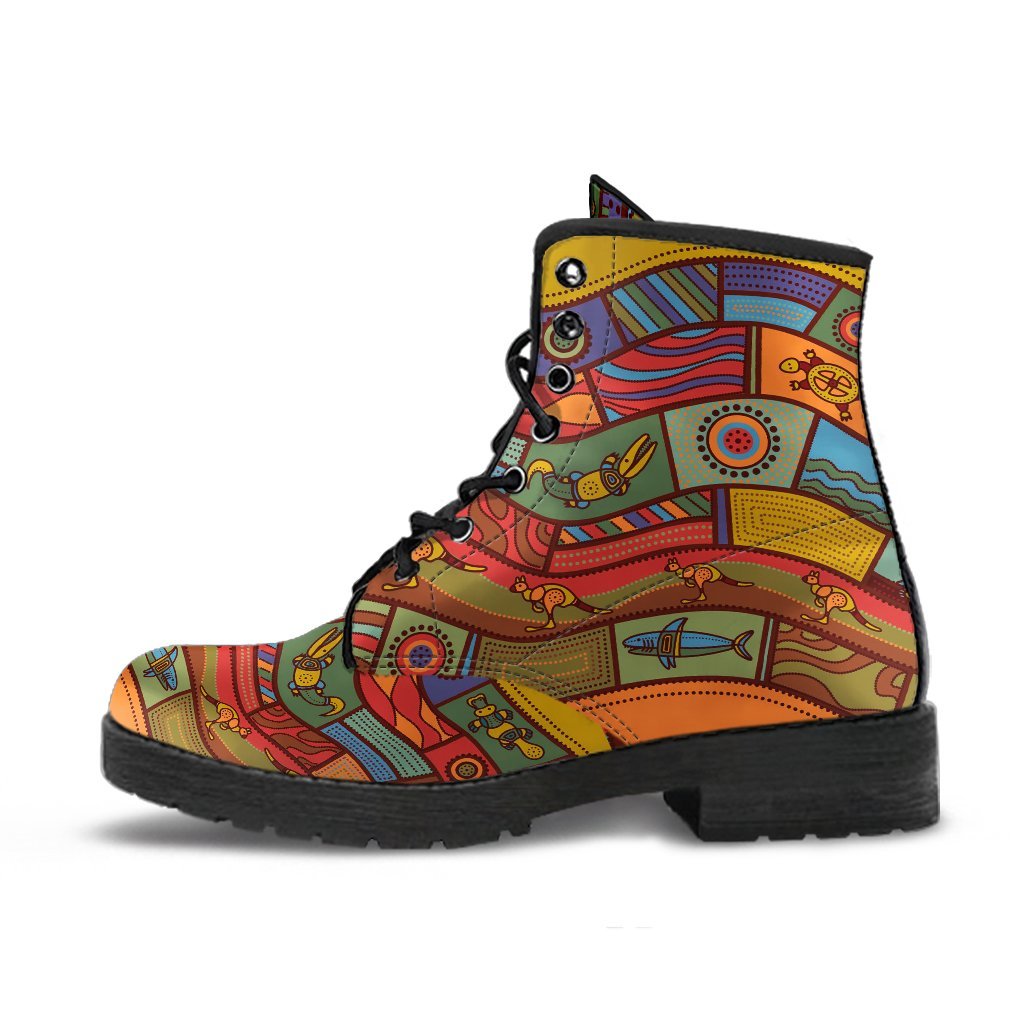leather-boots-aboriginal-art-with-animals