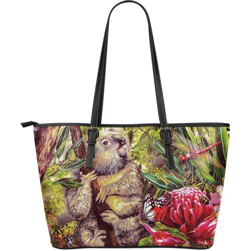 koala-leather-tote-bag-3d-koala-with-waratah-flower-bag