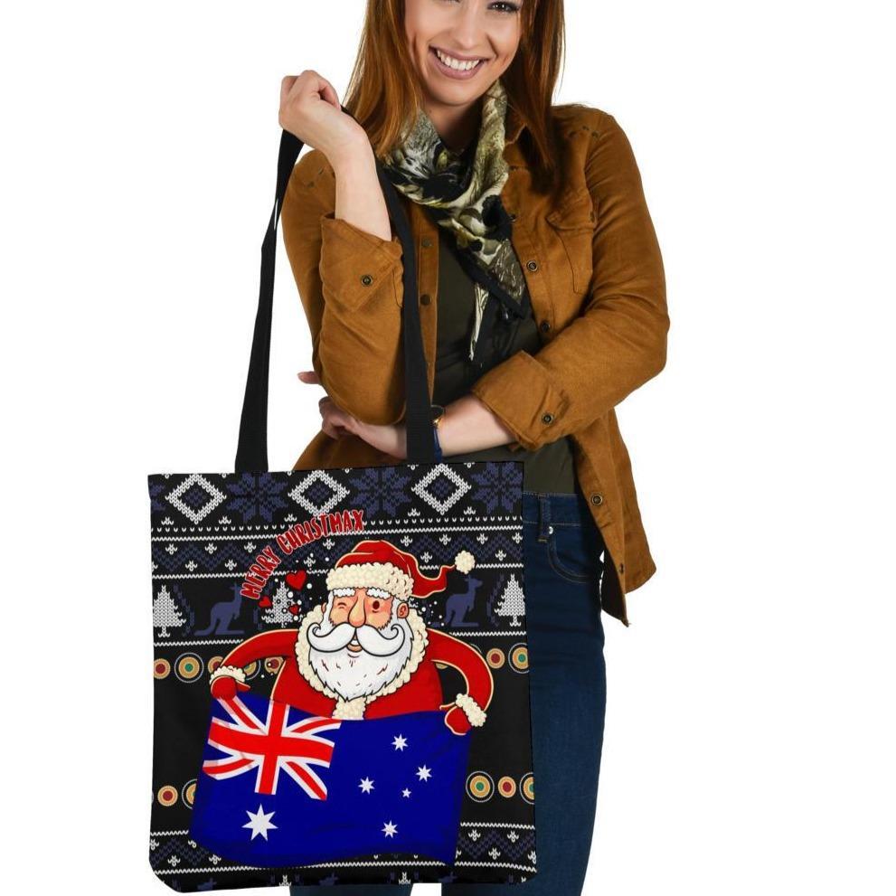 christmas-tote-bags-australia-santa-claus-hold-the-flag-black