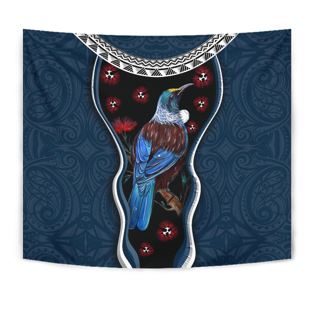 new-zealand-tui-bird-tapestry-pohutukawa-navy
