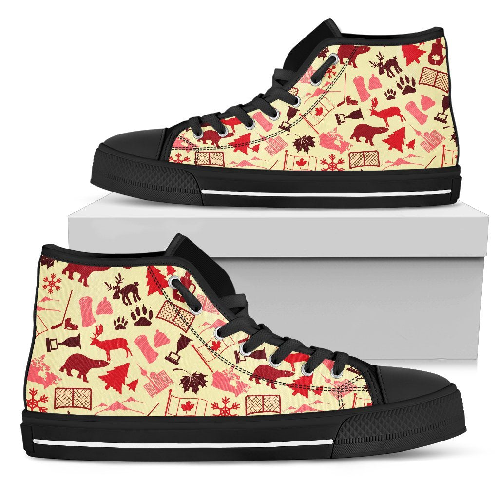 canada-symbols-pattern-hightop-canvas-shoes