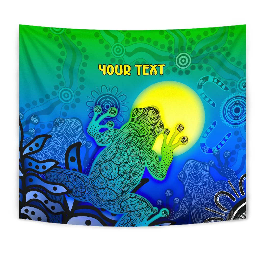 customaboriginal-tapestry-indigenous-frog-blue
