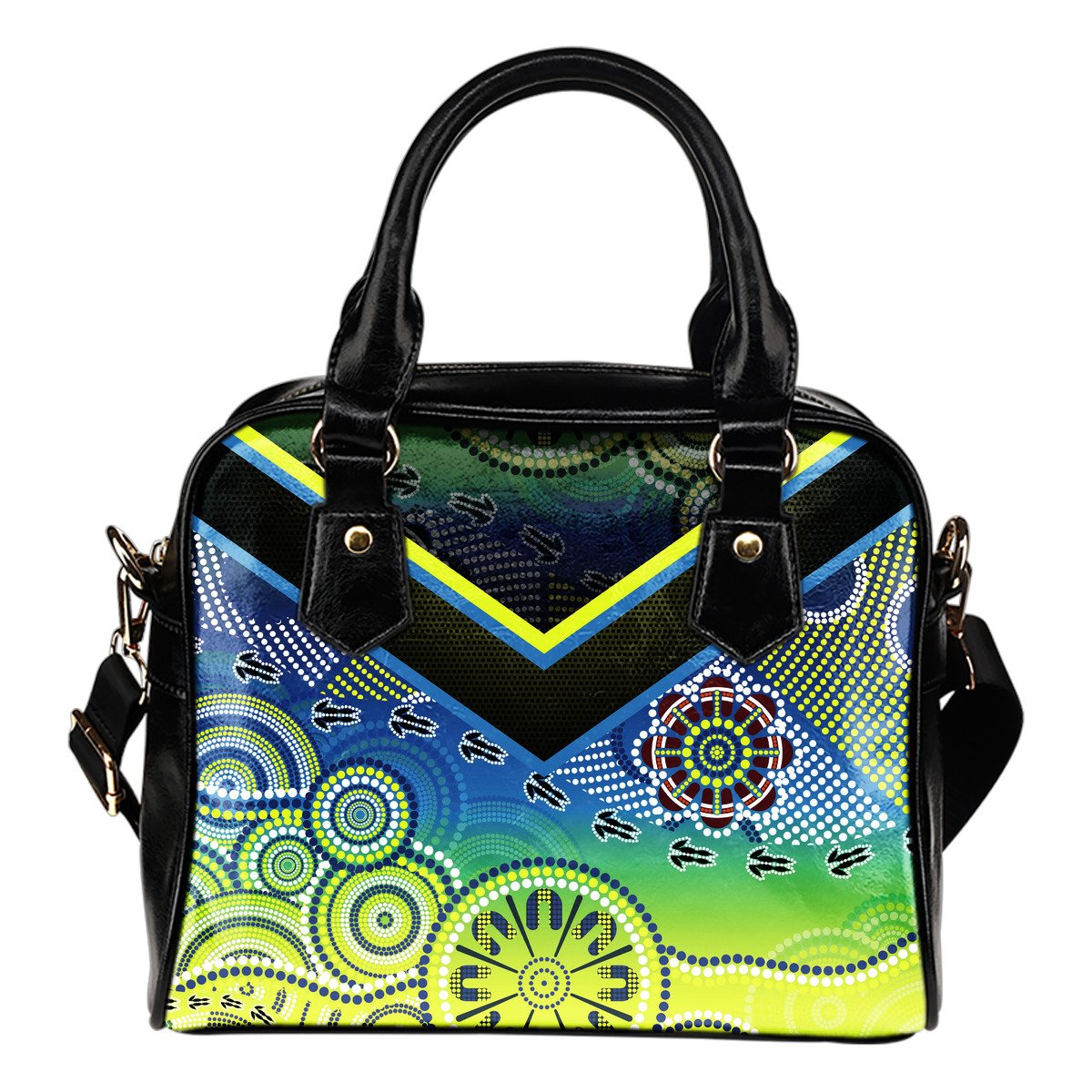 Aboriginal Shoulder Handbag - Dot Painting Indigenous Circle Patterns - Vibe Hoodie