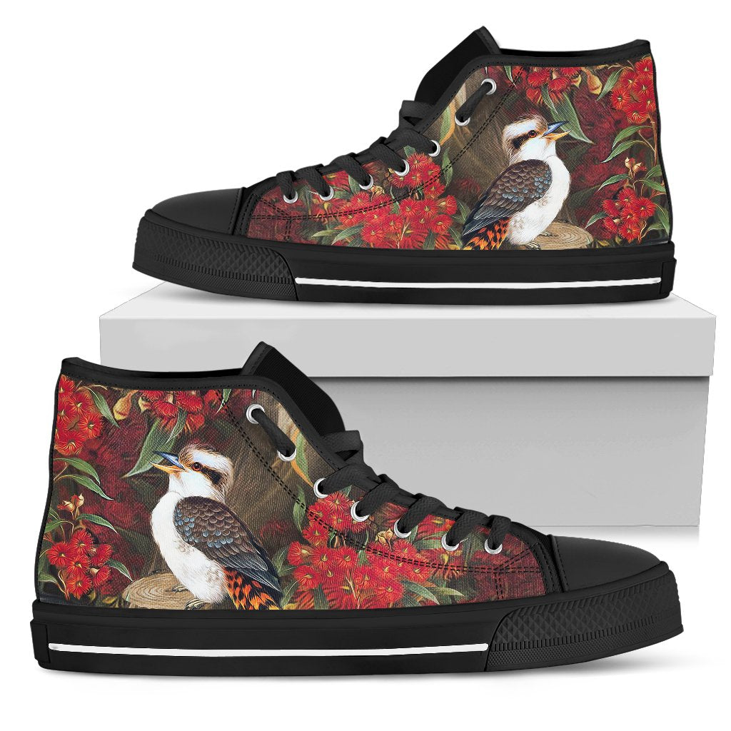 canvas-shoes-kookaburra-shoes-waratah-flowers-painting-high-top