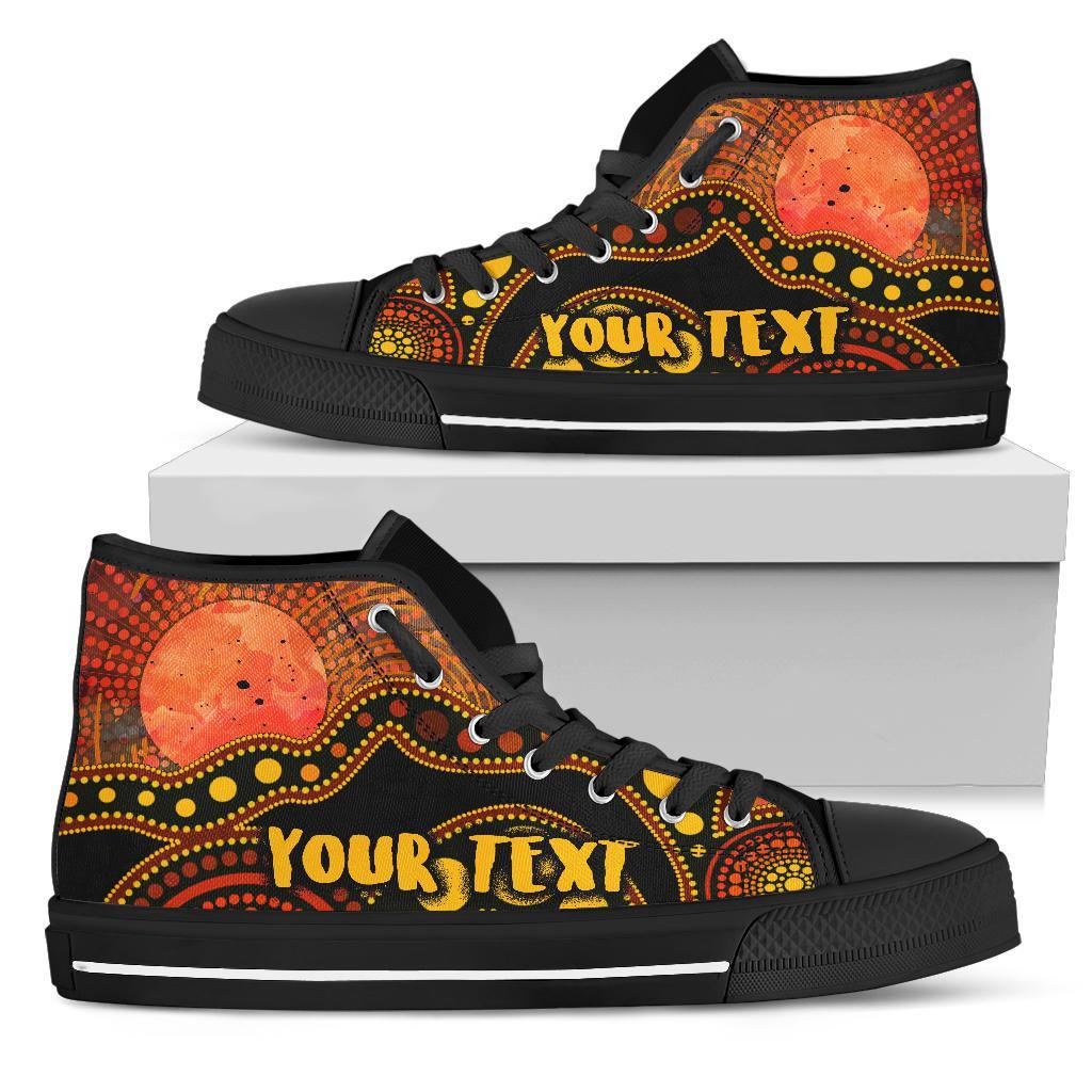 custom-text-aboriginal-high-top-shoes-australia-indigenous-flag-circle-dot-painting-art-golden