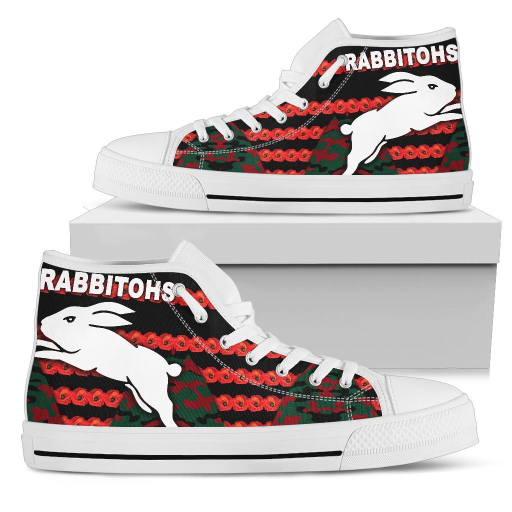 south-sydney-rabbitohs-high-top-shoe-anzac-day-poppy-flower-vibes