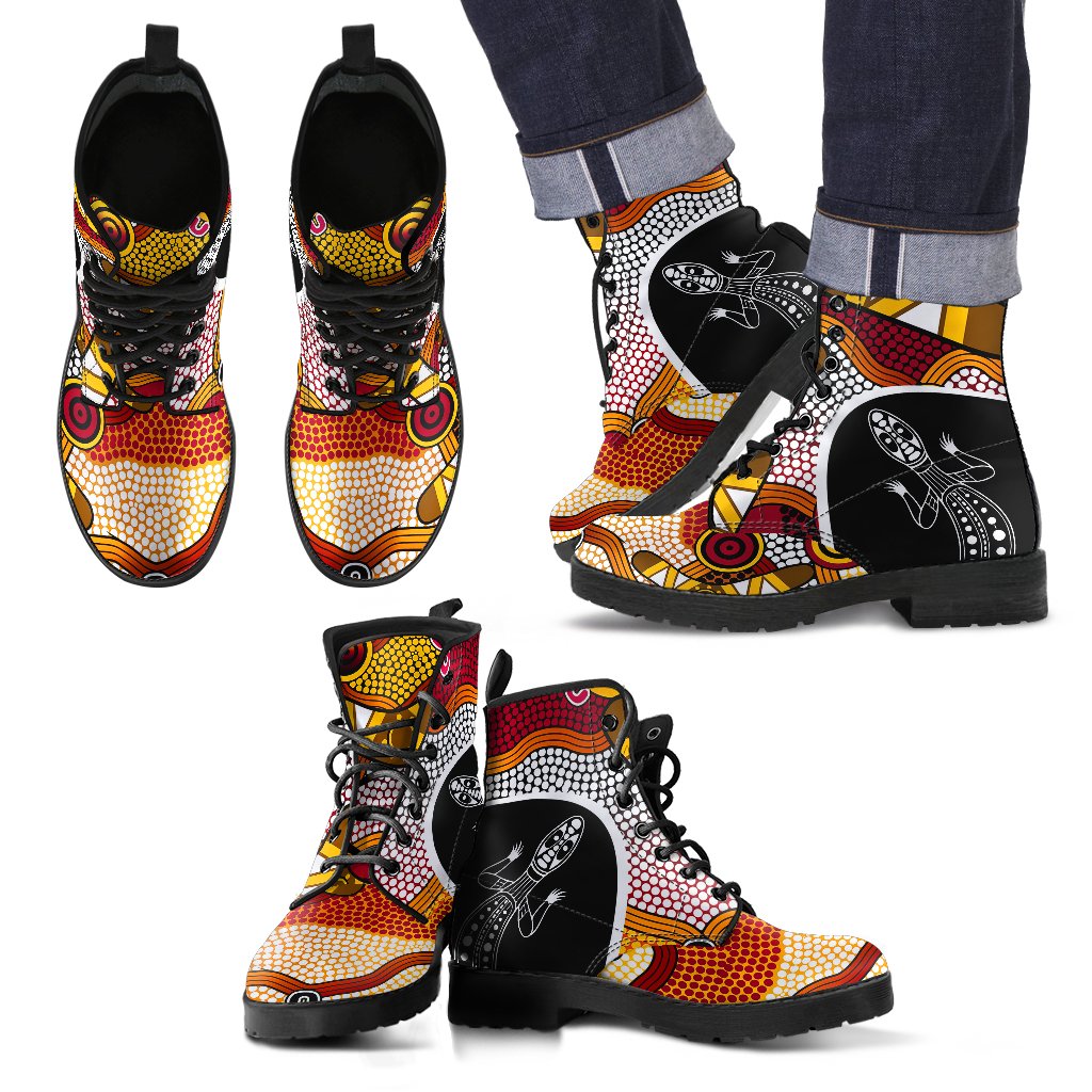 aboriginal-leather-boots-lizard-patterns-boomerang-dot-painting