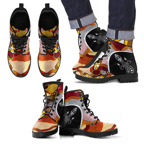 aboriginal-leather-boots-lizard-patterns-boomerang-dot-painting