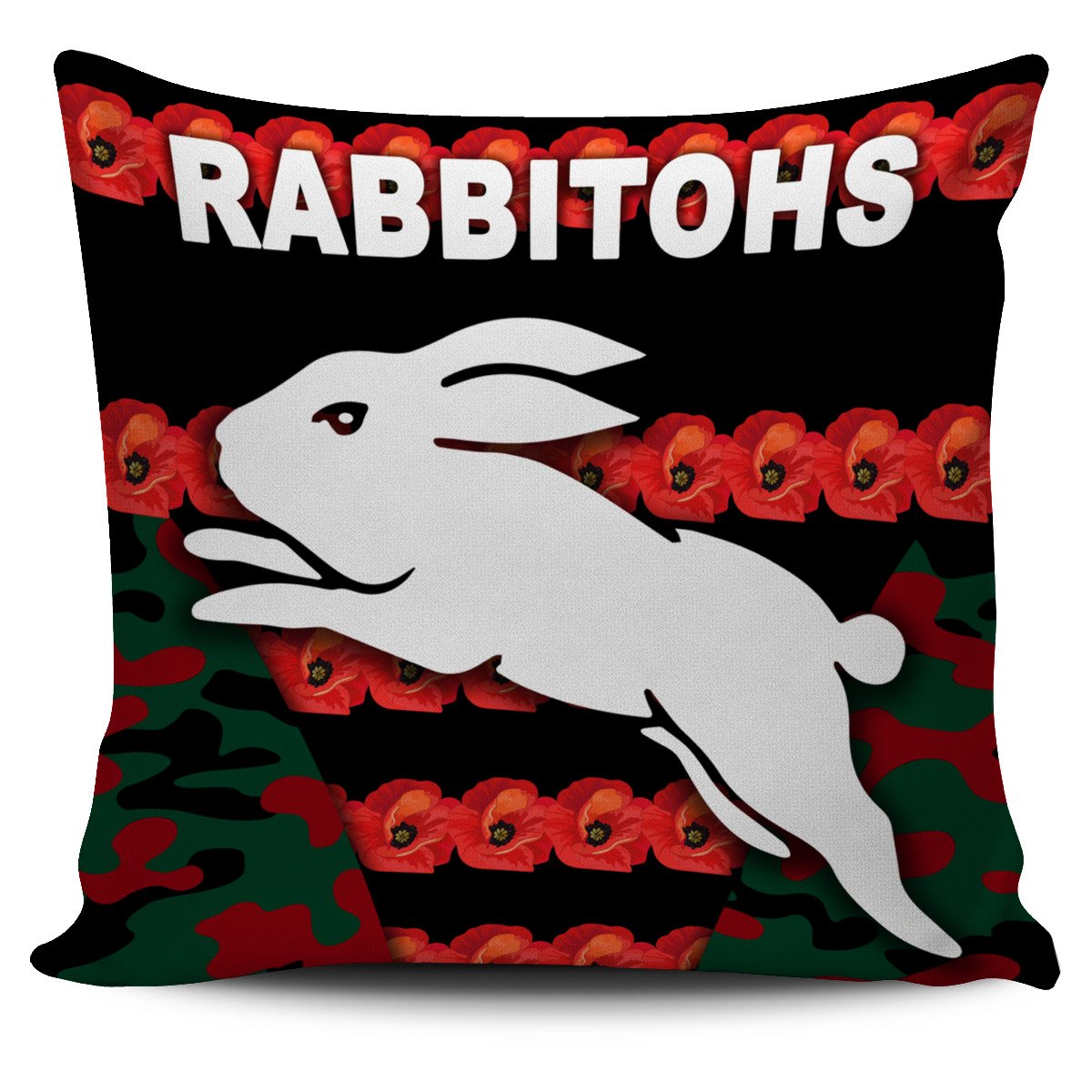 south-sydney-rabbitohs-pillow-cover-anzac-day-poppy-flower-vibes