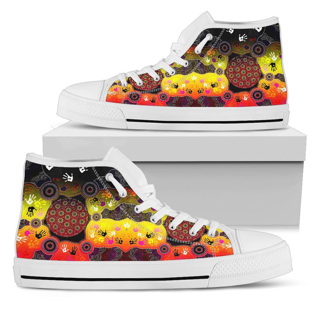 aboriginal-high-top-shoes-indigenous-circle-dot-painting-hand-art