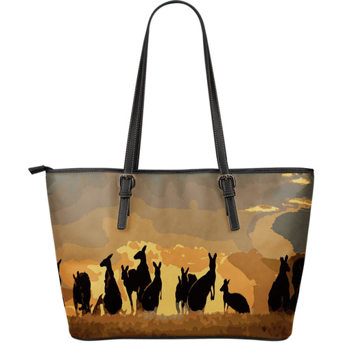 leather-tote-kangaroo-bags-family-sunset-painting-ver02a-16-x-5-x-10-inches