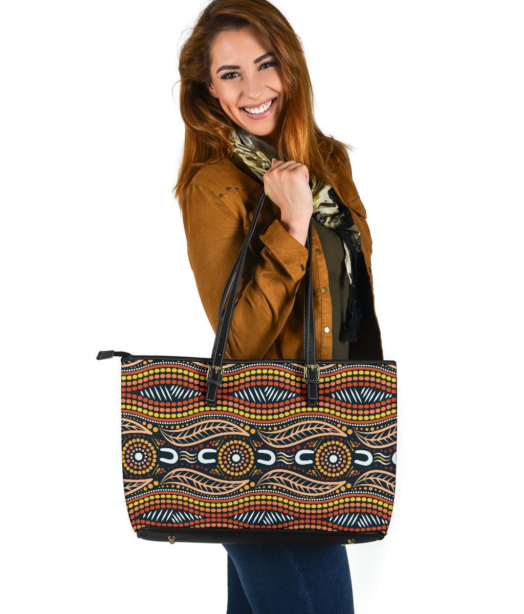 leather-tote-bag-indigenous-dot-painting