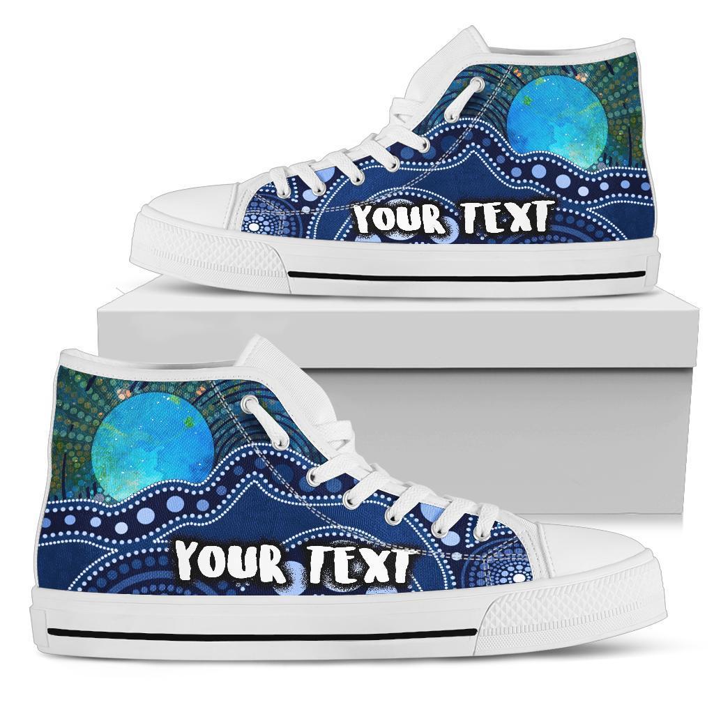 custom-textaboriginal-high-top-shoes-australia-indigenous-flag-circle-dot-painting-art-blue