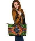 1st-australia-large-leather-tote-bag-aboriginal-two-lizards-dot-painting-circle