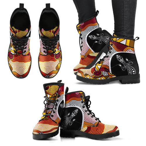 aboriginal-leather-boots-lizard-patterns-boomerang-dot-painting