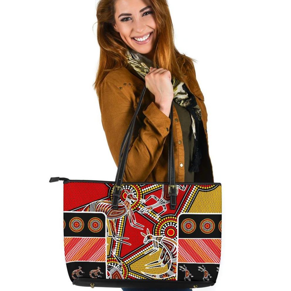 aboriginal-large-leather-tote-bag-kangaroo-dot-painting-patterns