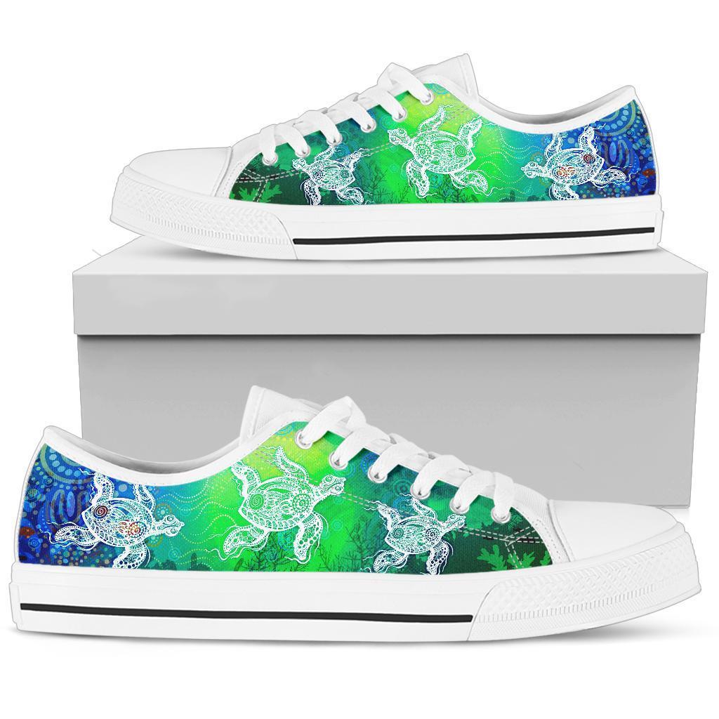 aboriginal-low-top-shoe-indigenous-turtle-ocean-dot-painting-art