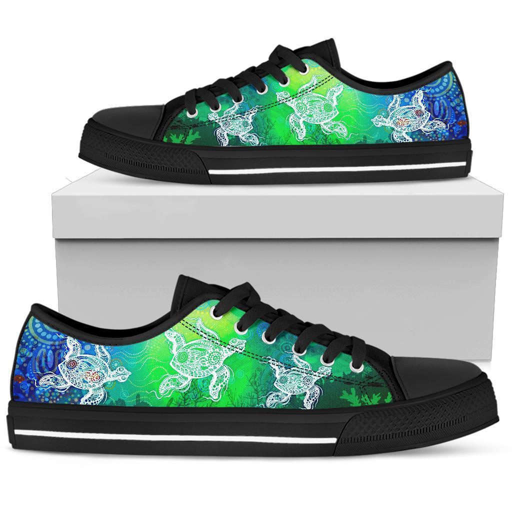 aboriginal-low-top-shoe-indigenous-turtle-ocean-dot-painting-art
