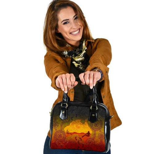 Aboriginal Shoulder Handbag, Australian Map with  Indigenous Color - Vibe Hoodie