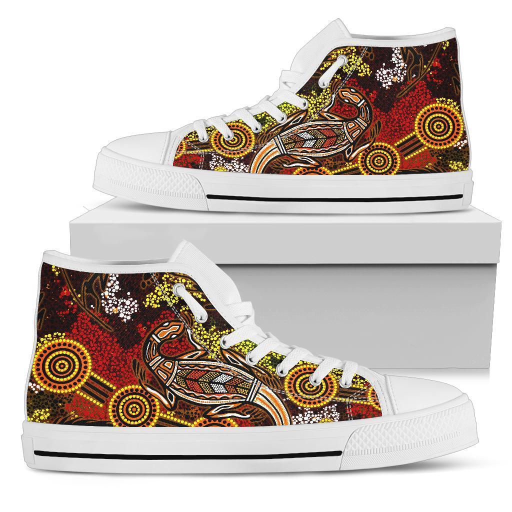 aboriginal-high-top-shoe-kangaroo-and-lizard-dot-painting-art-bn18