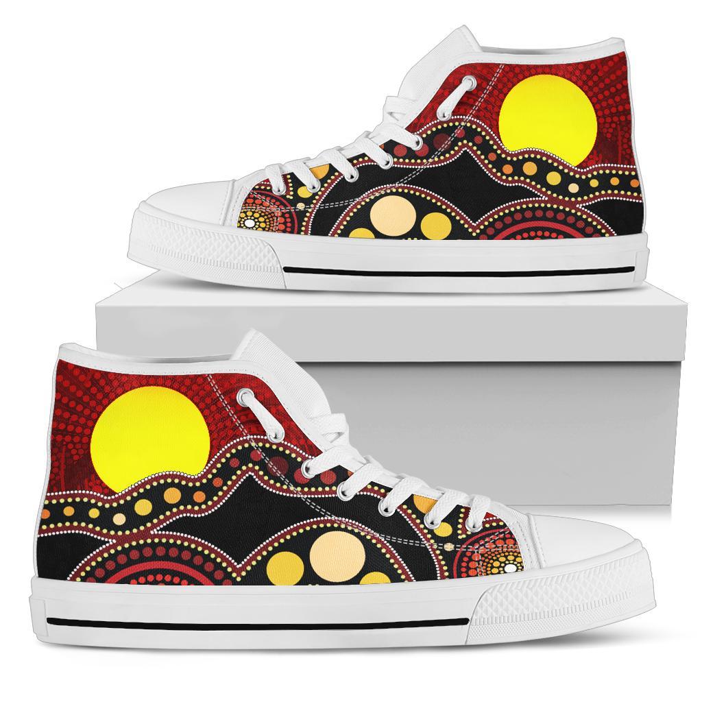 high-top-shoes-australia-aboriginal-lives-matter-flag-circle-dot-painting-art-shoes