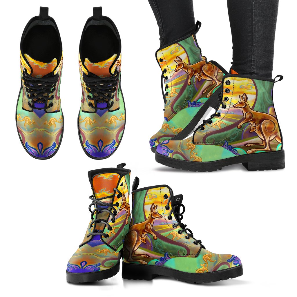 leather-boots-kangaroo-shoes-painting-unisex