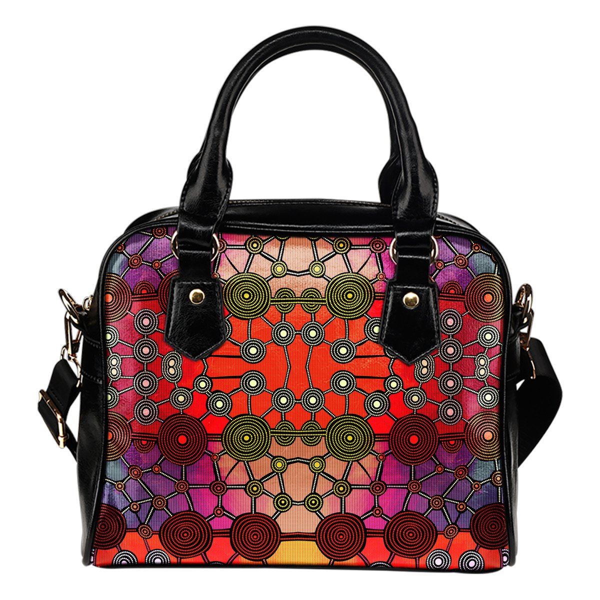 Aboriginal Shoulder Handbag, Circle Dot Painting - Vibe Hoodie