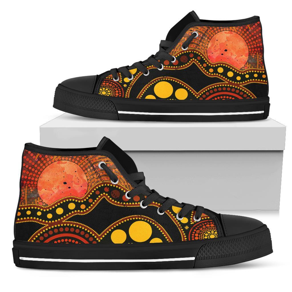 aboriginal-high-top-shoe-australia-indigenous-flag-circle-dot-painting-art-golden