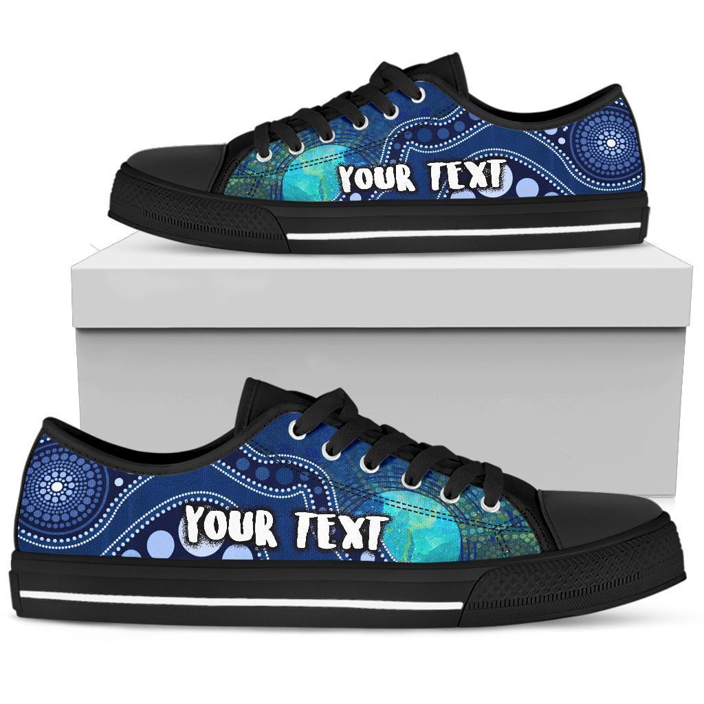 custom-text-aboriginal-low-top-shoes-australia-indigenous-flag-circle-dot-painting-art-blue