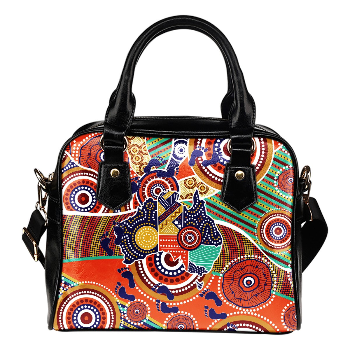 Aboriginal Shoulder Handbag - Australian Map Dot Painting - Vibe Hoodie