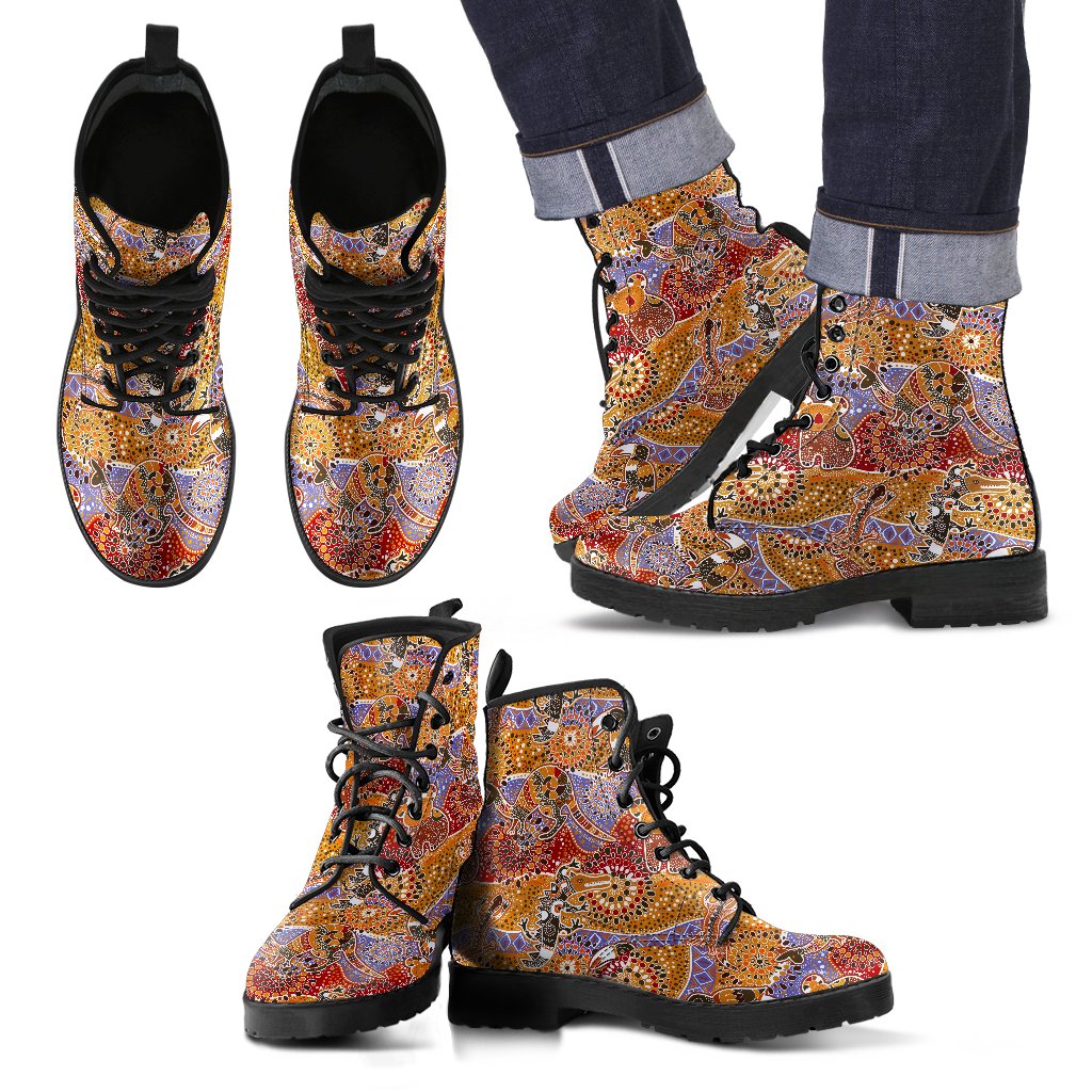 aboriginal-leather-boots-koala-kangaroo-kookaburra-patterns