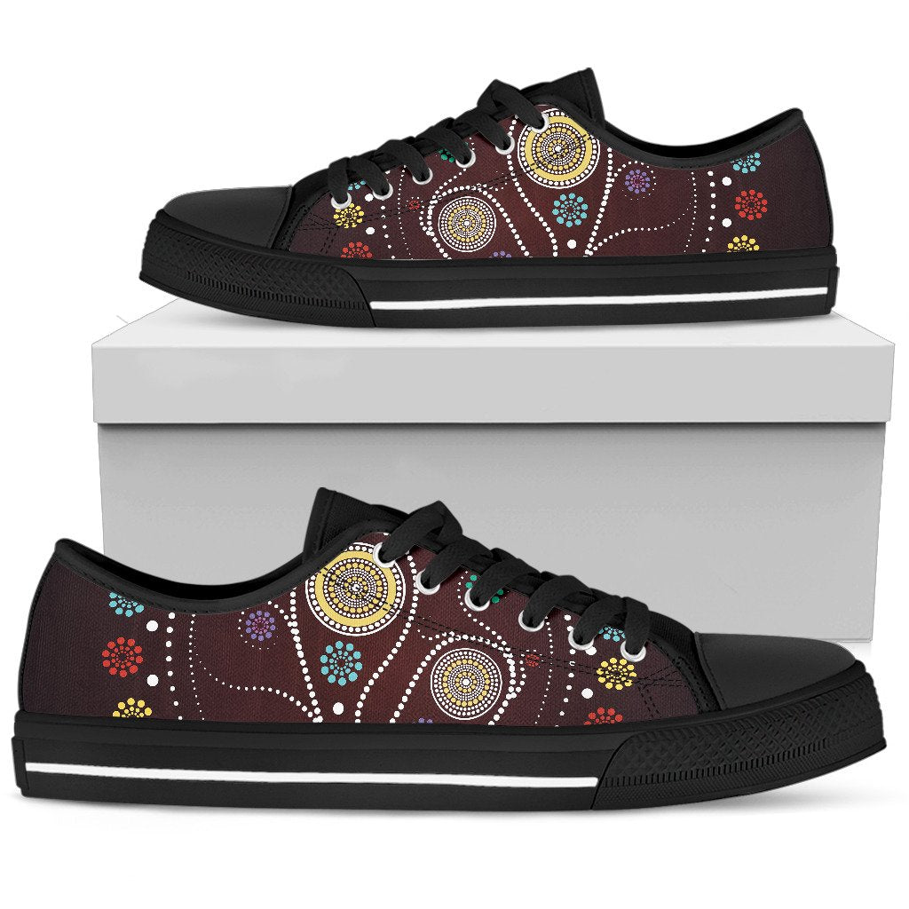 canvas-shoes-aboriginal-dot-painting-shoes-patterns-tree-low-top