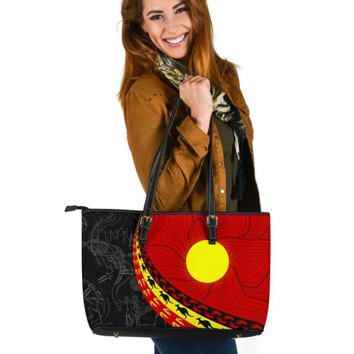 aboriginal-leather-tote-bag-indigenous-flag-circle-dot-painting