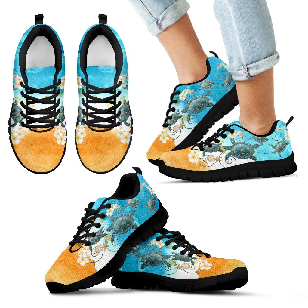 turtle-with-plumeria-on-beach-kids-mens-womens-sneakers-shoes