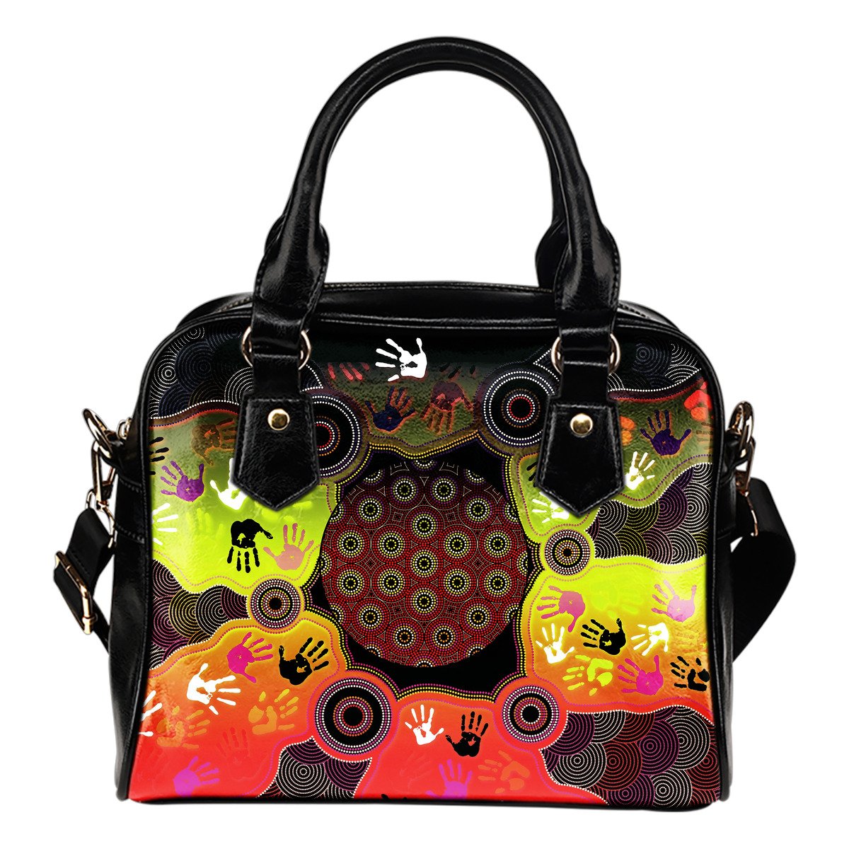 Aboriginal Shoulder Handbag, Indigenous Circle Dot Painting Hand Art - Vibe Hoodie