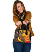 Shoulder Handbag - Australian Aboriginal Dot Painting Sun and Lizard - Vibe Hoodie