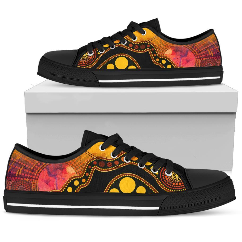 aboriginal-low-top-shoe-australia-indigenous-flag-circle-dot-painting-art-golden