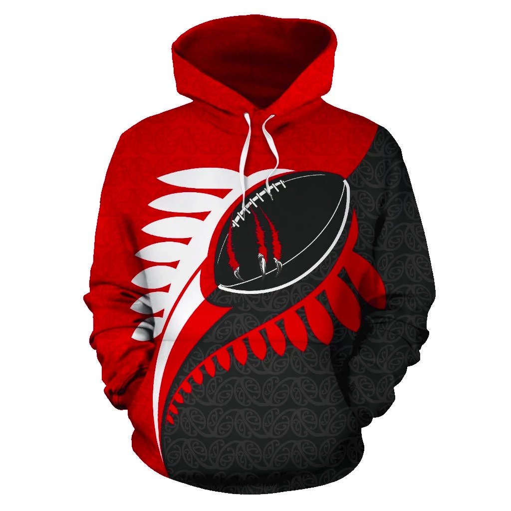 claws-on-rugby-ball-hoodie-red