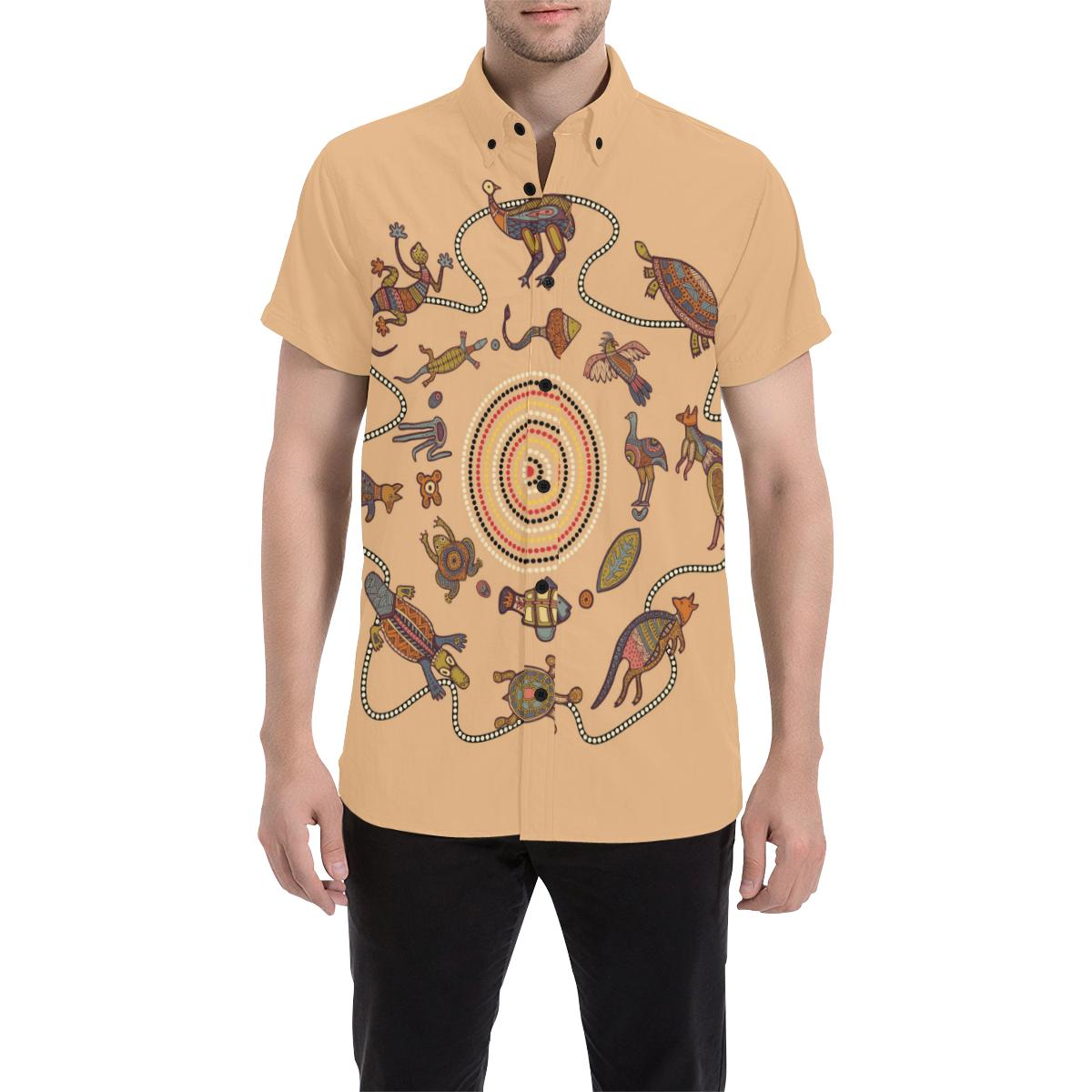 aboriginal-short-sleeve-shirt-kangaroo-turtle-crocodile-australian-animals