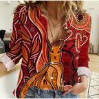 australian-aboriginal-art-women-casual-shirt-aussie-animal-red-version
