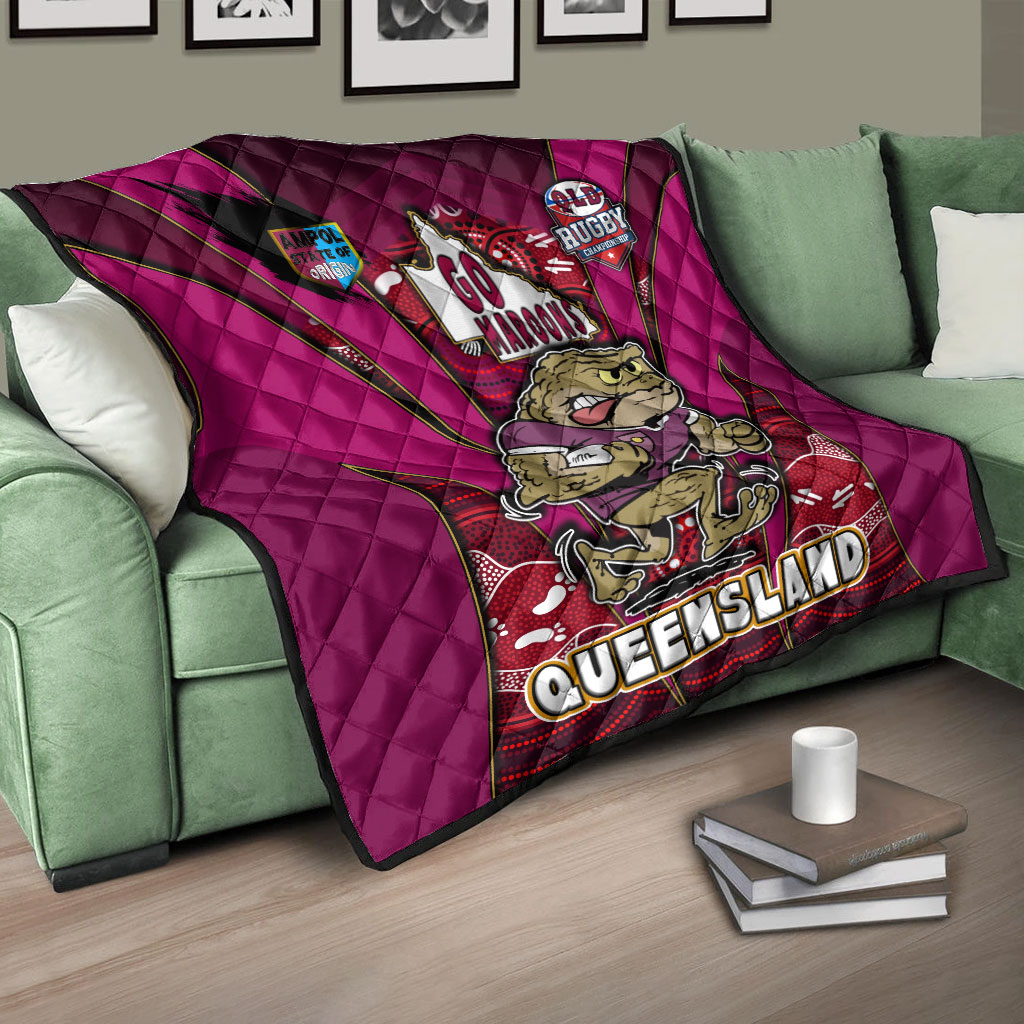 queensland-rugby-league-team-quilt-queensland-maroons-mascot-with-aboriginal-art-state-of-origin-quilt