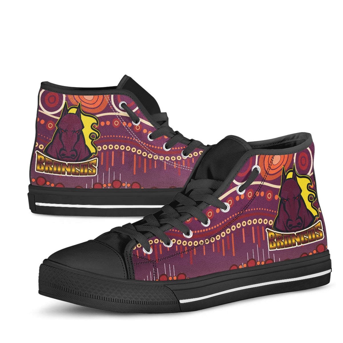 broncos-rugby-high-top-shoes-horse-aboriginal-patterns