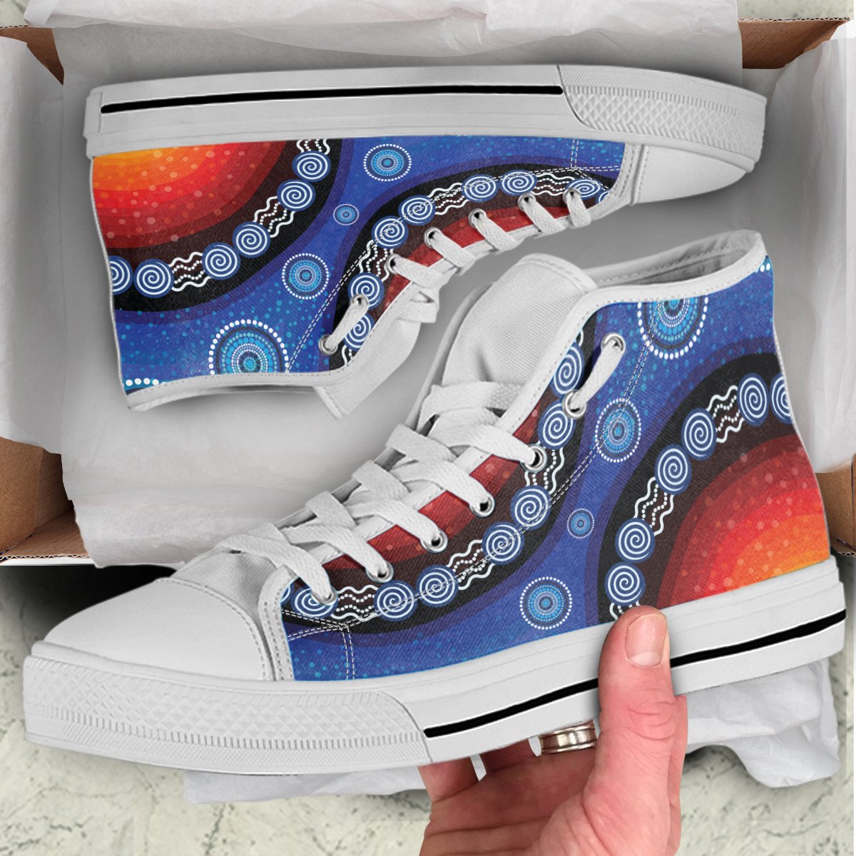 high-top-aboriginal-color-dot-painting