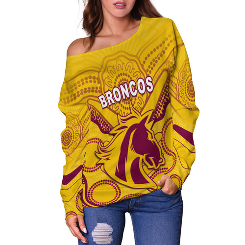 Broncos Indigenous Off Shoulder Sweater (Gold) LT13 - Vibe Hoodie